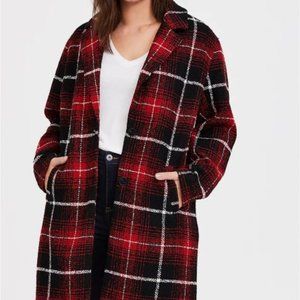 NEW Torrid RED & BLACK WOOLEN WEDGE COAT sz 6 XL